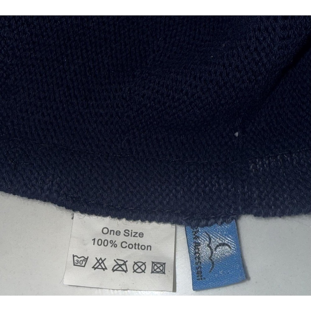 Custom Made Beret Women OS Navy Blue Excellent Italy Cotton Striped Ribbon Bow - Picture 2 of 8